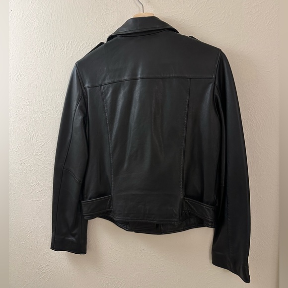 AllSaints Balfern Belted Hem Leather Biker Jacket - Picture 11 of 13